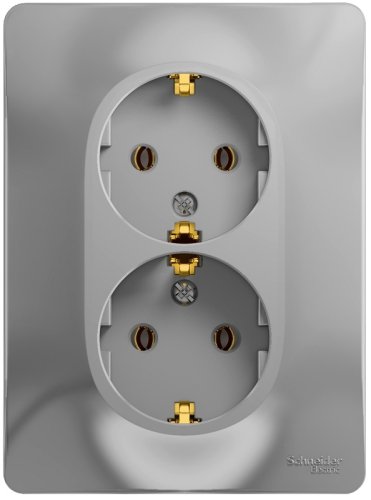 Розетка с заземлением Systeme Electric Glossa 1-м. 2 мод. алюминий фото Розетка с заземлением Systeme Electric Glossa 1-м. 2 мод. алюминий картинка